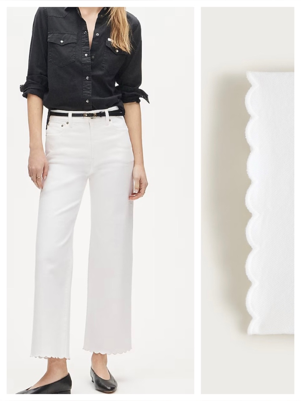 J.Crew Scallop Trim Slim Wide Jeans NWT Size 27 High Rise Denim Pants $168